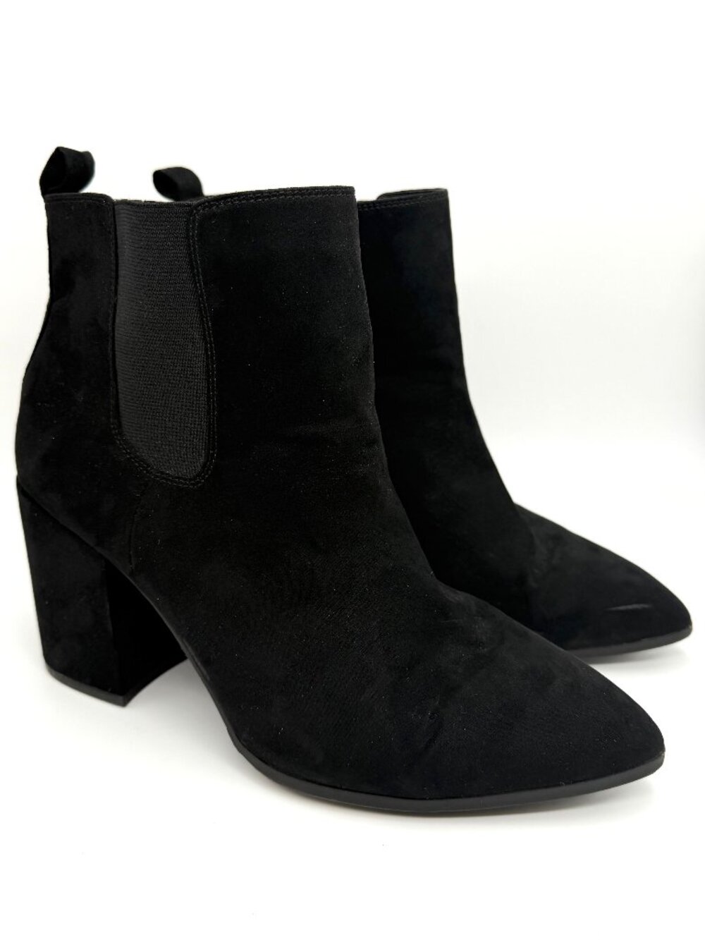 Torrid Black Faux Suede Pointed Toe Ankle Boots - Size 11W